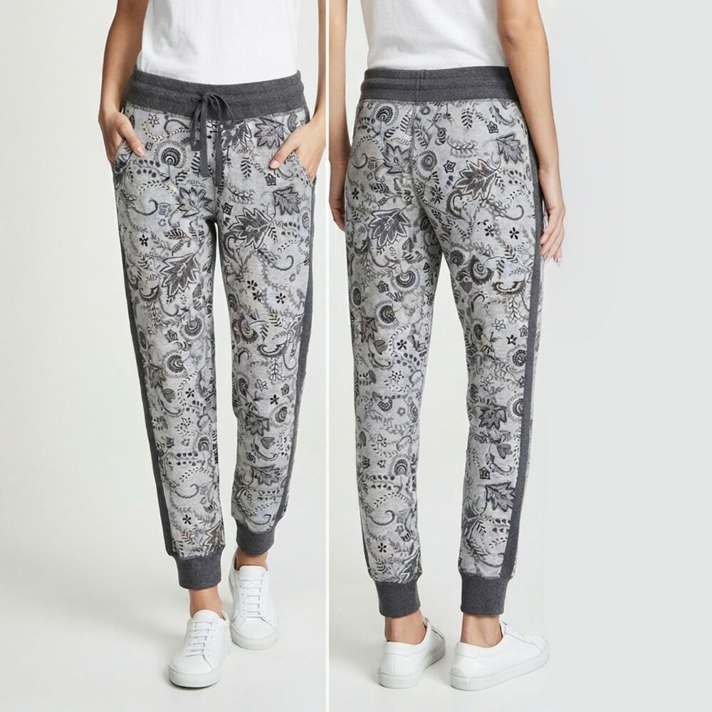 JW Los Angeles by Johnny Was Floral Print Joggers Gray XS